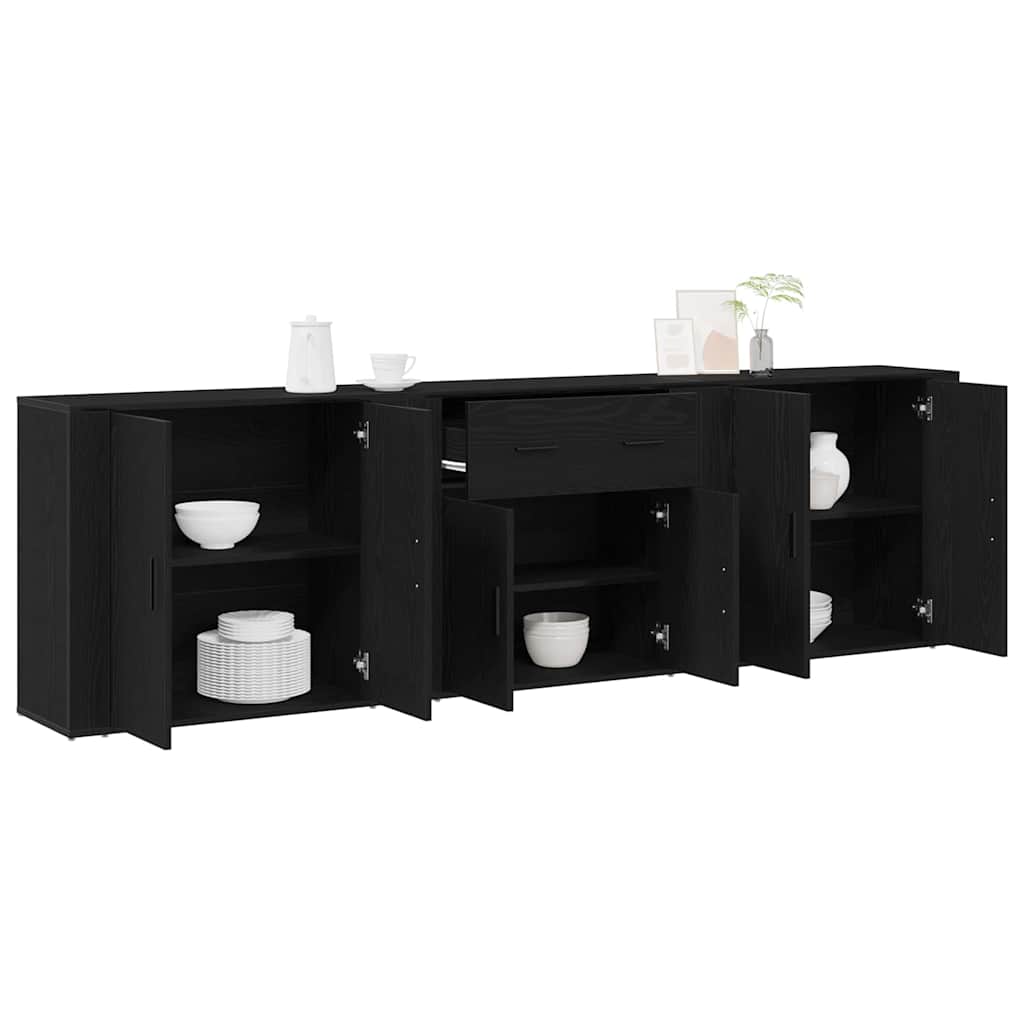Serviesskap med skuff Svart Eik 240 x 33 x 70 cm Konstruert tre vidaXL