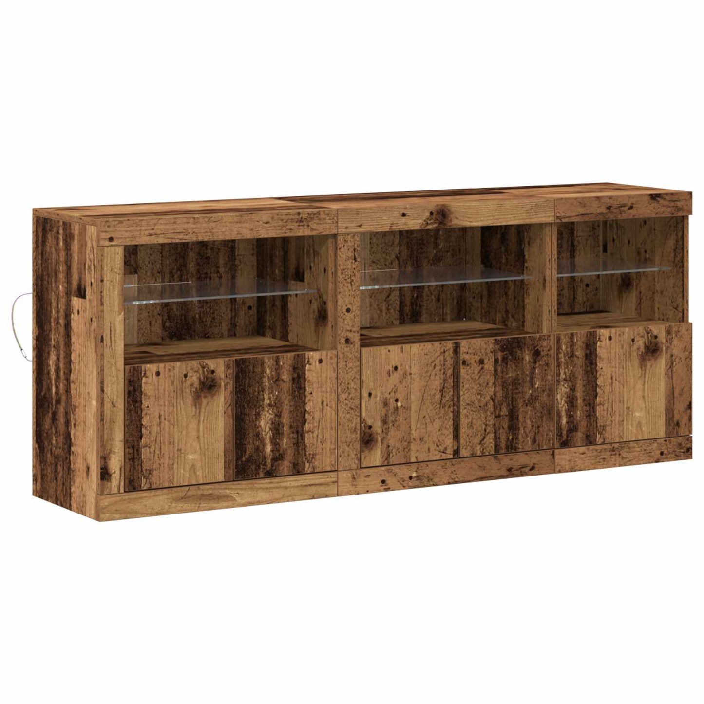 LED sideboard Gammelt tre 162 x 37 x 67 cm Konstruert tre