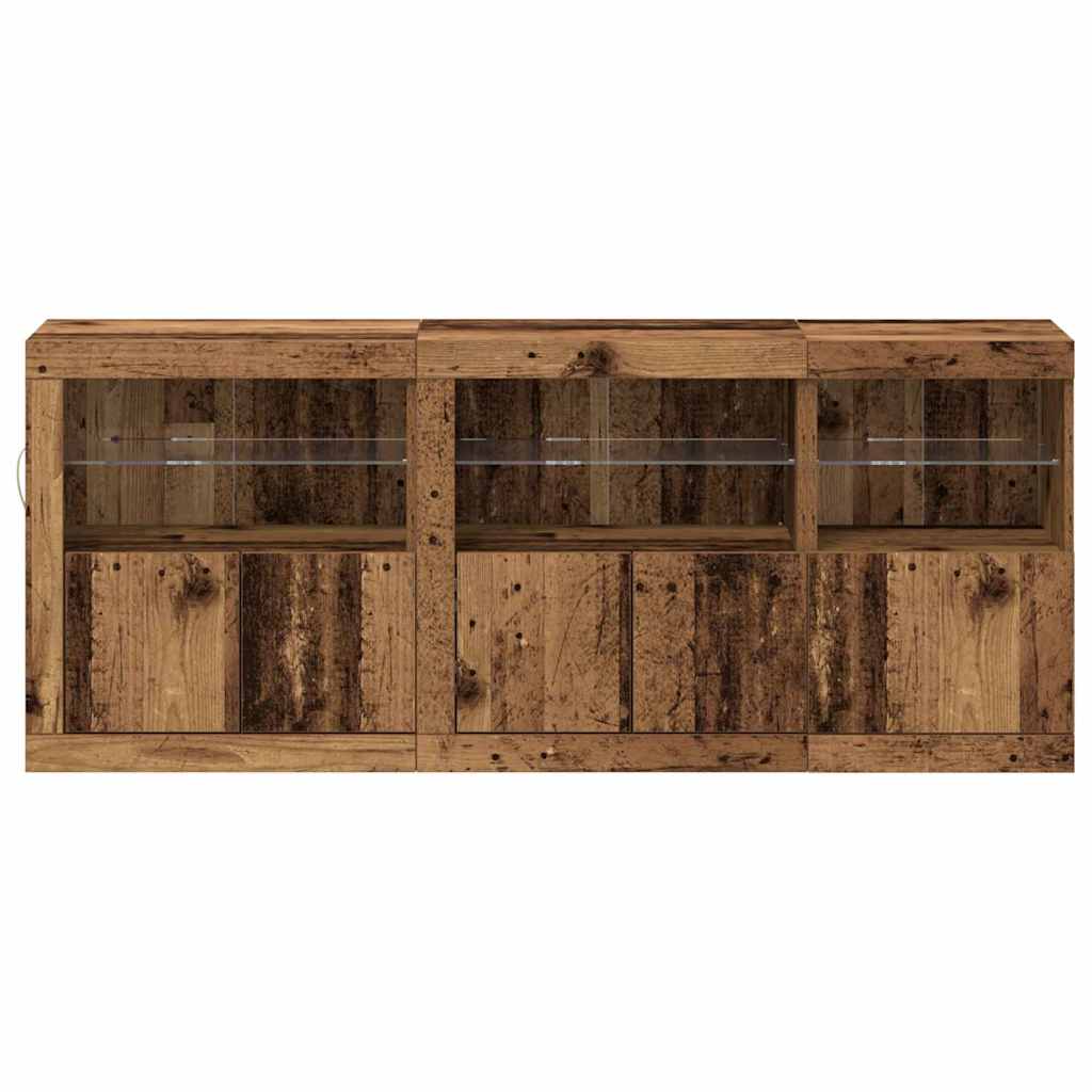 LED sideboard Gammelt tre 162 x 37 x 67 cm Konstruert tre