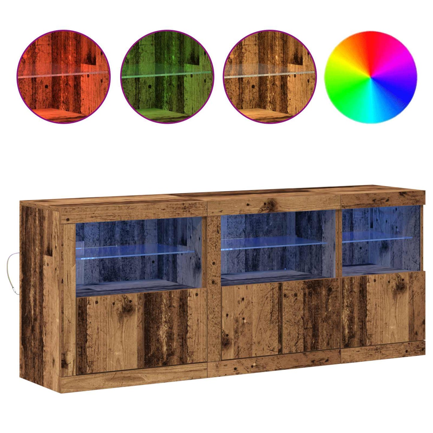 LED sideboard Gammelt tre 162 x 37 x 67 cm Konstruert tre