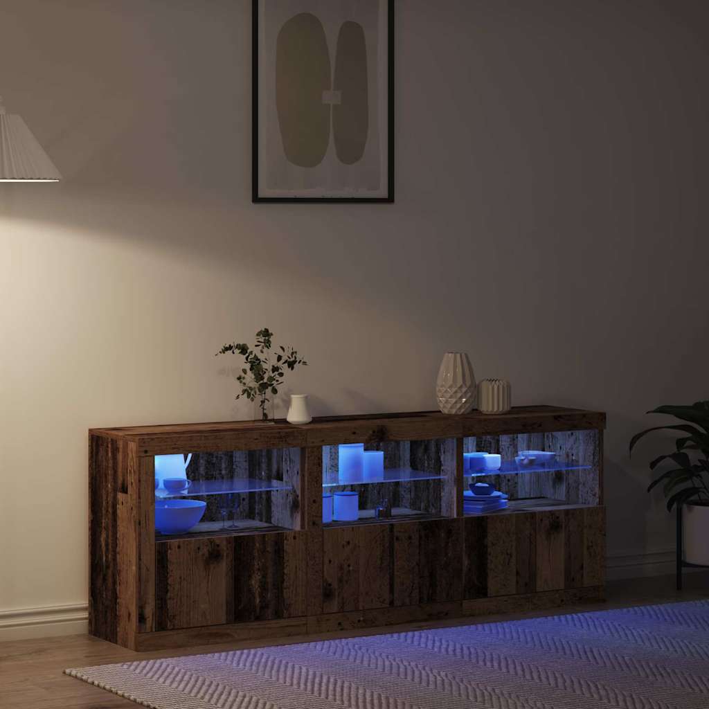 LED sideboard Gamle tre 181 x 37 x 67 cm Konstruert tre