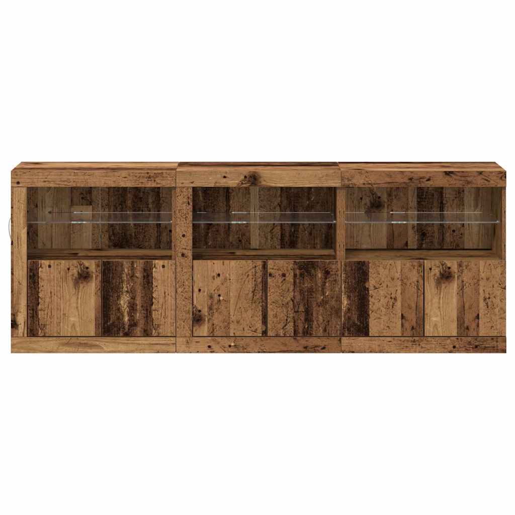 LED sideboard Gamle tre 181 x 37 x 67 cm Konstruert tre