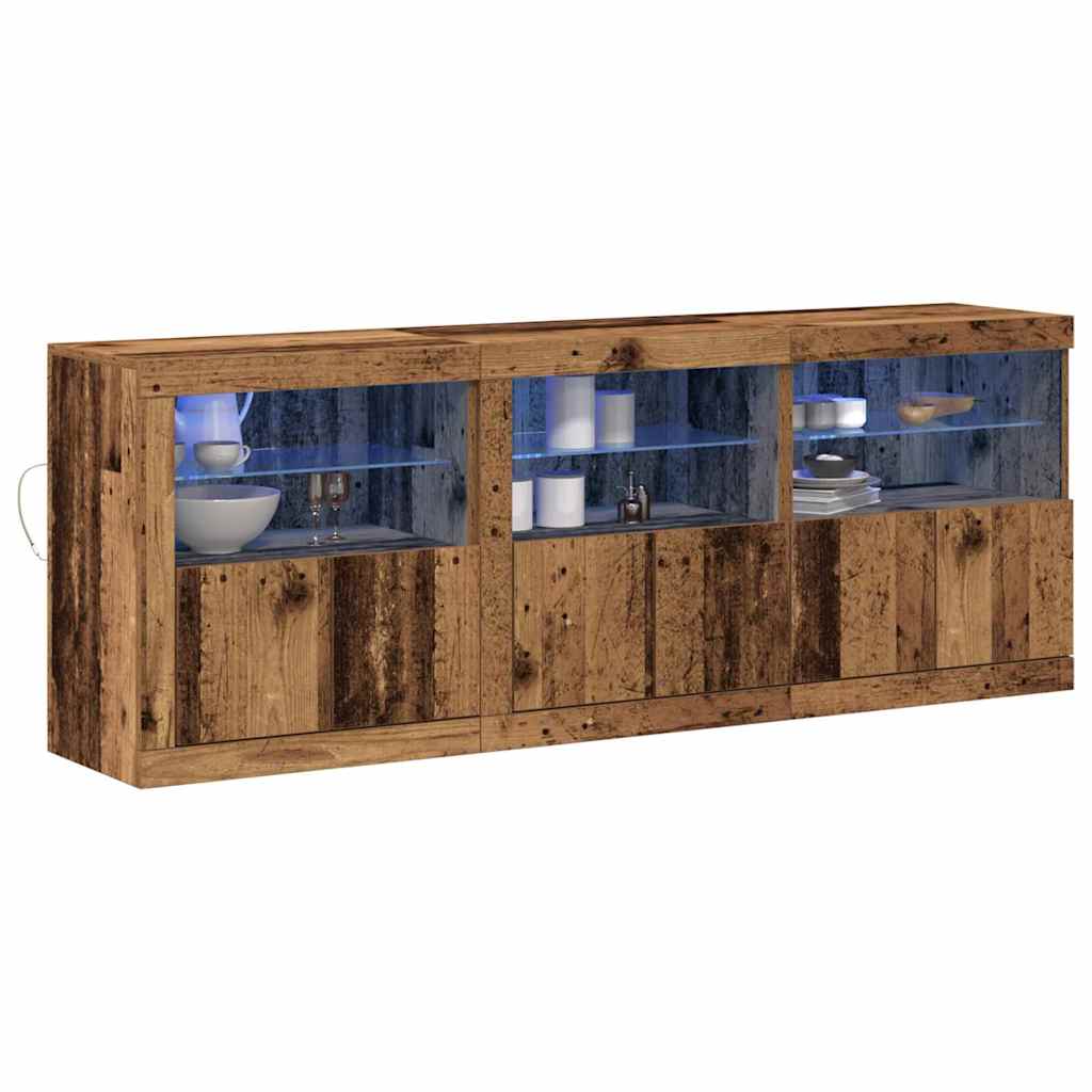LED sideboard Gamle tre 181 x 37 x 67 cm Konstruert tre