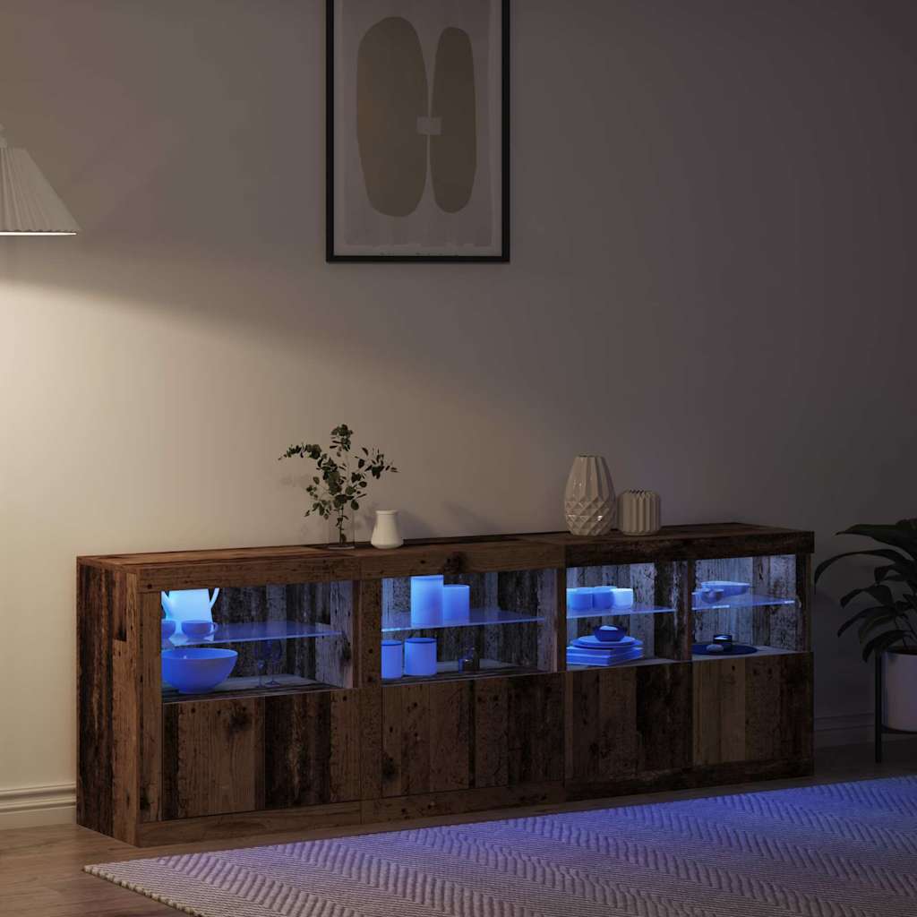 LED sideboard Gammelt tre 202 x 37 x 67 cm Konstruert tre
