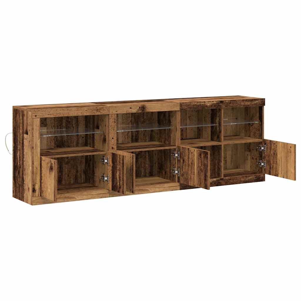 LED sideboard Gammelt tre 202 x 37 x 67 cm Konstruert tre