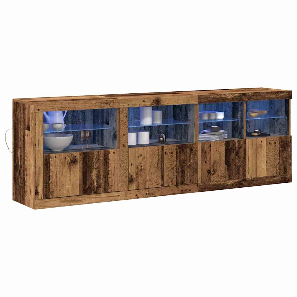 LED sideboard Gammelt tre 202 x 37 x 67 cm Konstruert tre