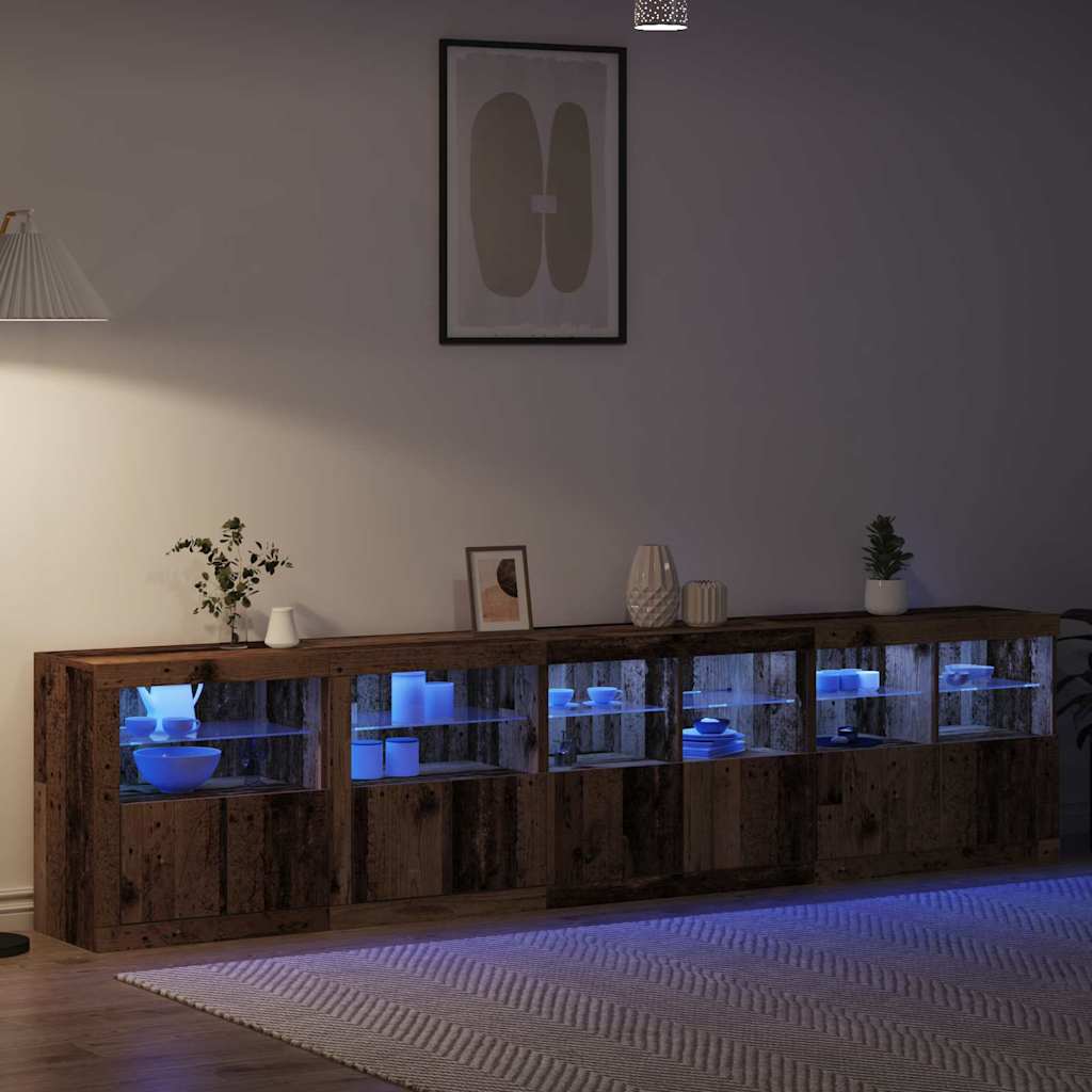 LED sideboard Gammelt tre 283 x 37 x 67 cm Konstruert tre