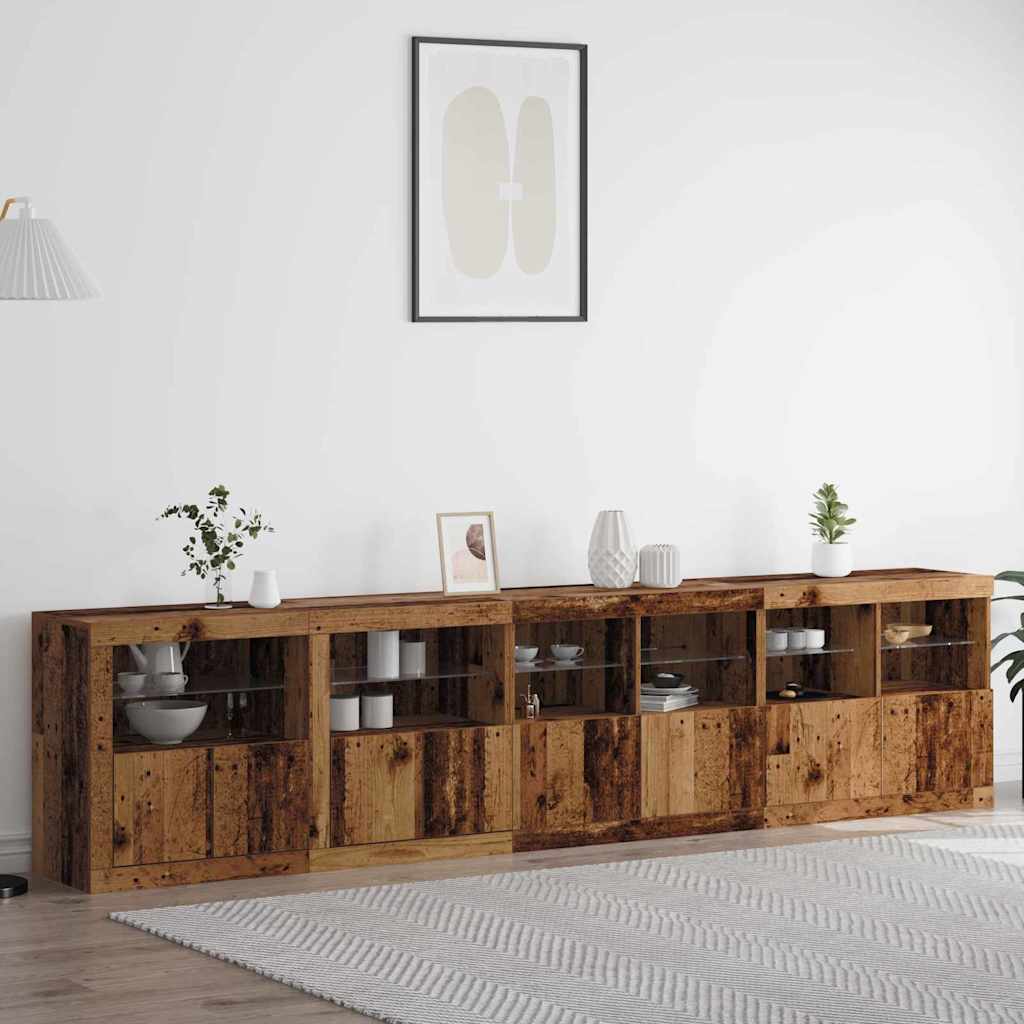 LED sideboard Gammelt tre 283 x 37 x 67 cm Konstruert tre