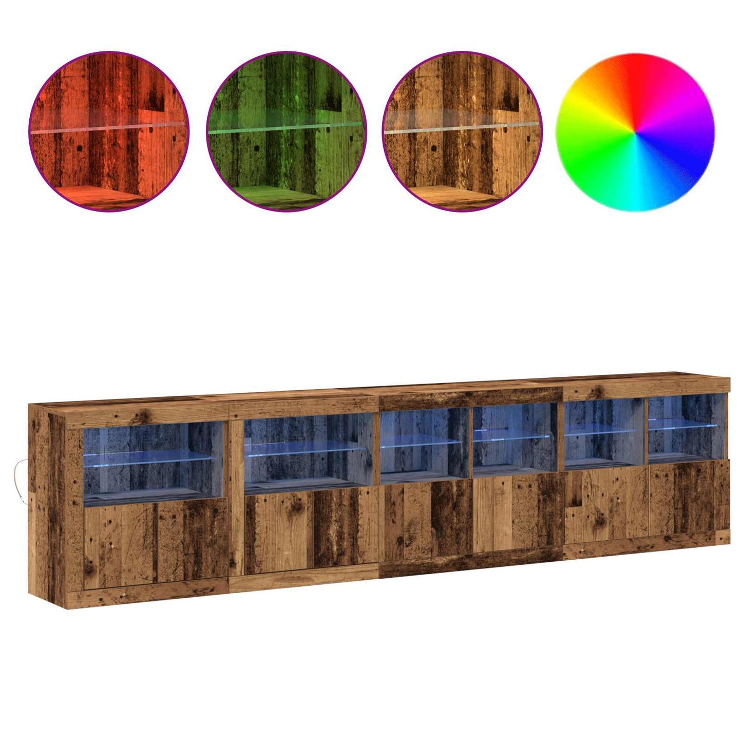 LED sideboard Gammelt tre 283 x 37 x 67 cm Konstruert tre