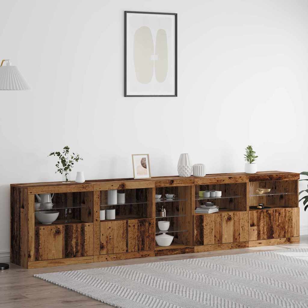 LED sideboard Gammelt tre 283 x 37 x 67 cm Konstruert tre