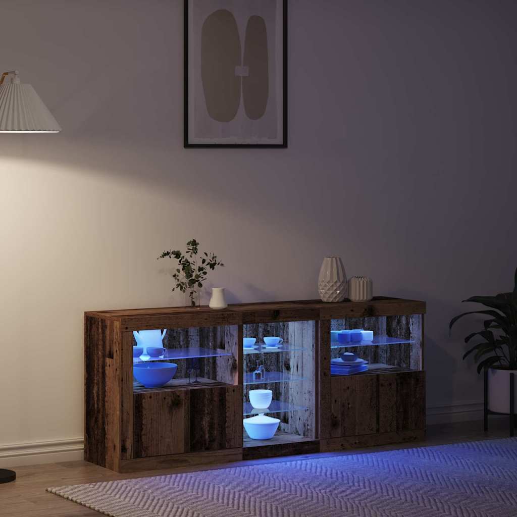 LED sideboard Gammelt tre 162 x 37 x 67 cm Konstruert tre