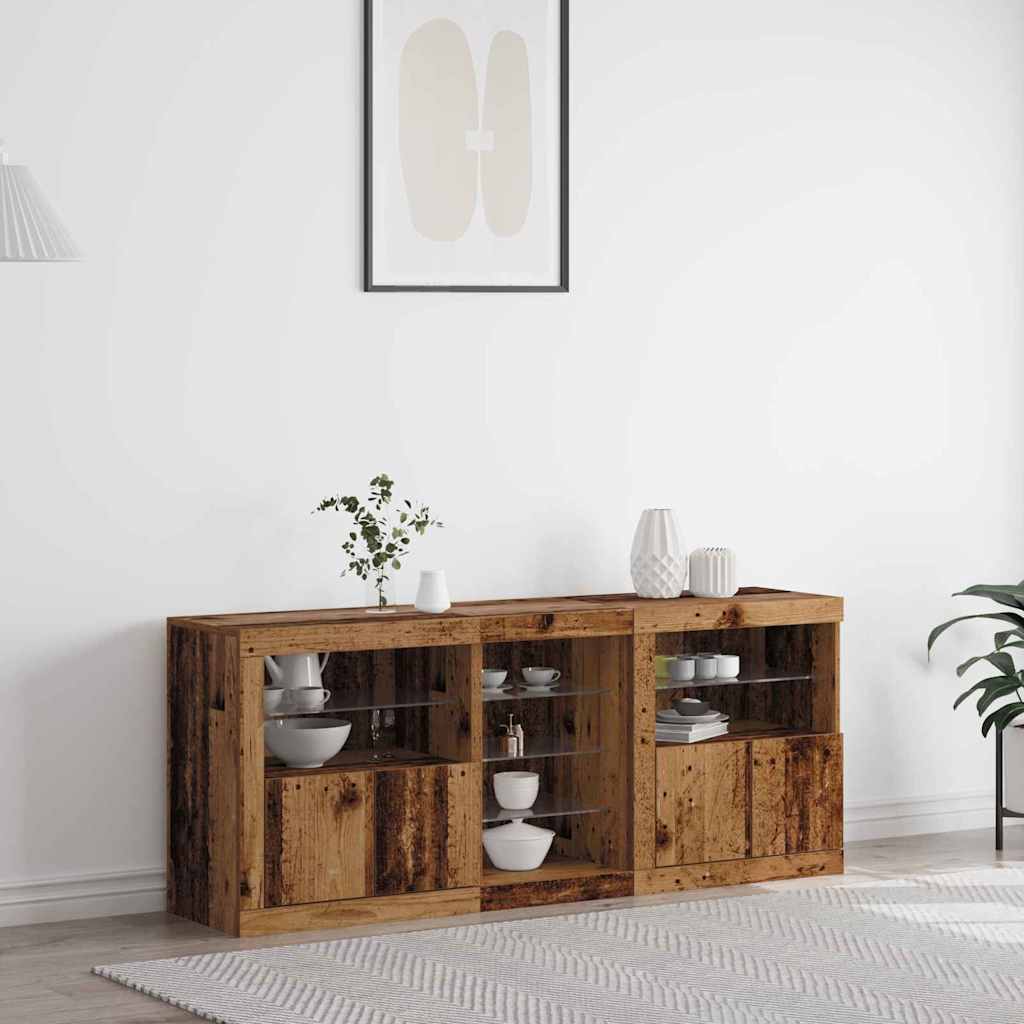 LED sideboard Gammelt tre 162 x 37 x 67 cm Konstruert tre