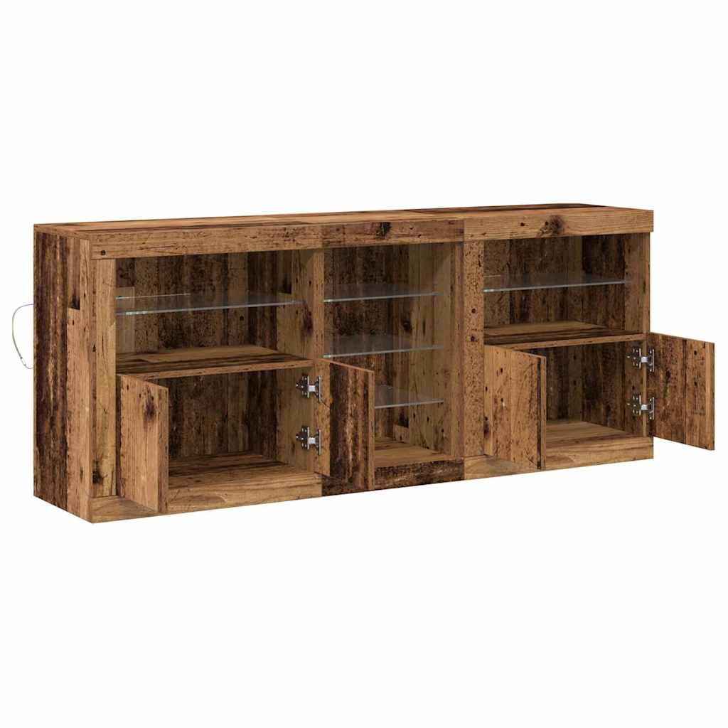 LED sideboard Gammelt tre 162 x 37 x 67 cm Konstruert tre