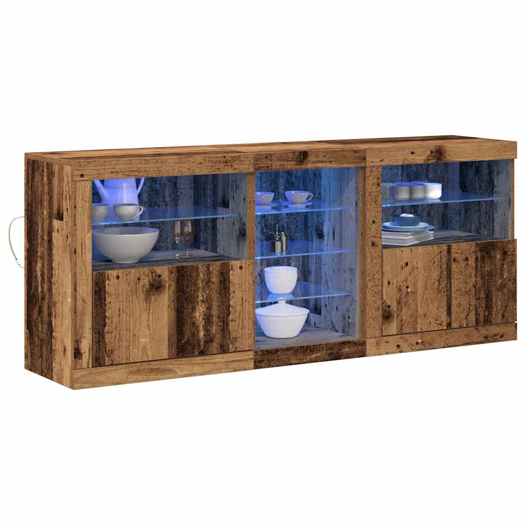 LED sideboard Gammelt tre 162 x 37 x 67 cm Konstruert tre
