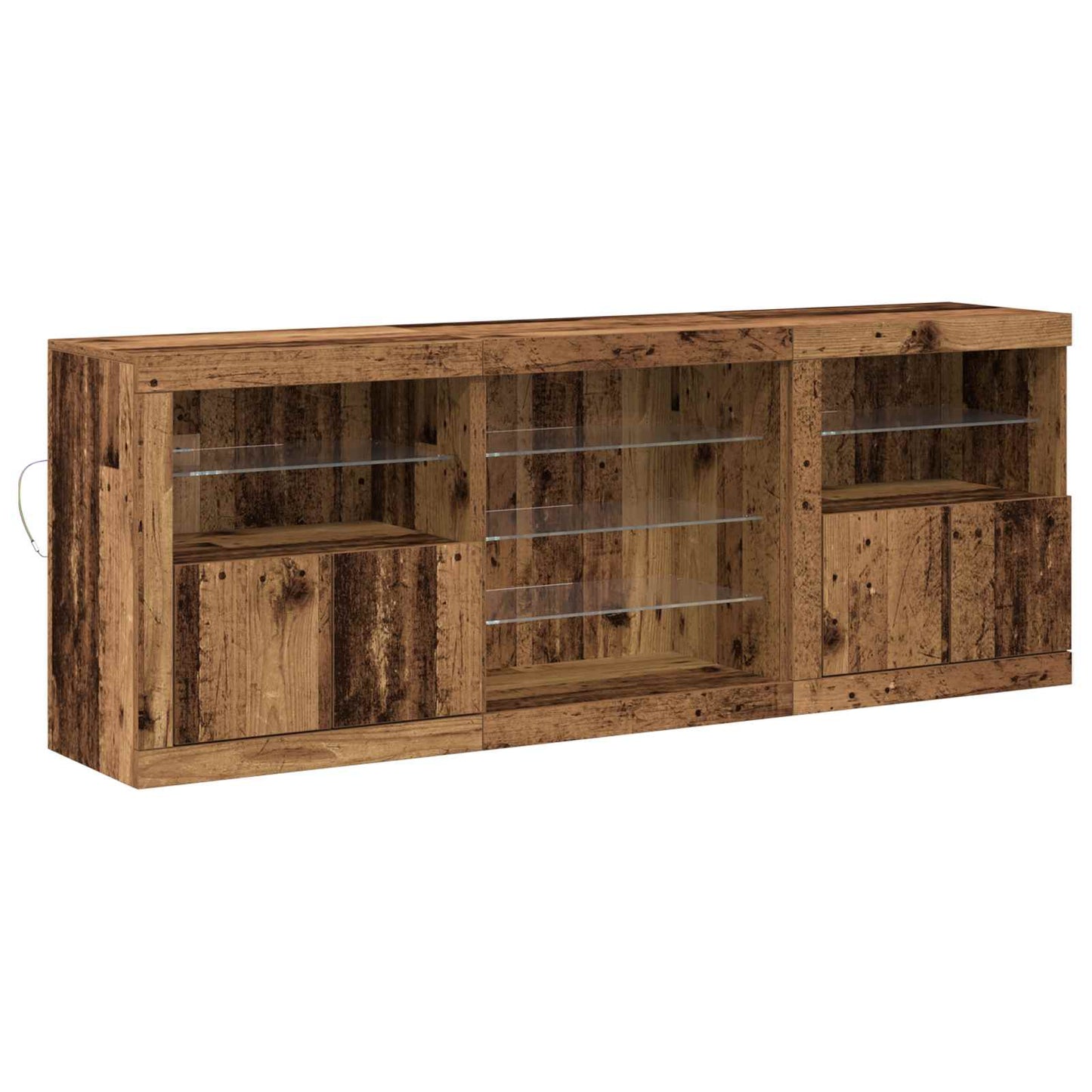 LED sideboard Gammelt tre 181,5 x 37 x 67 cm Konstruert tre
