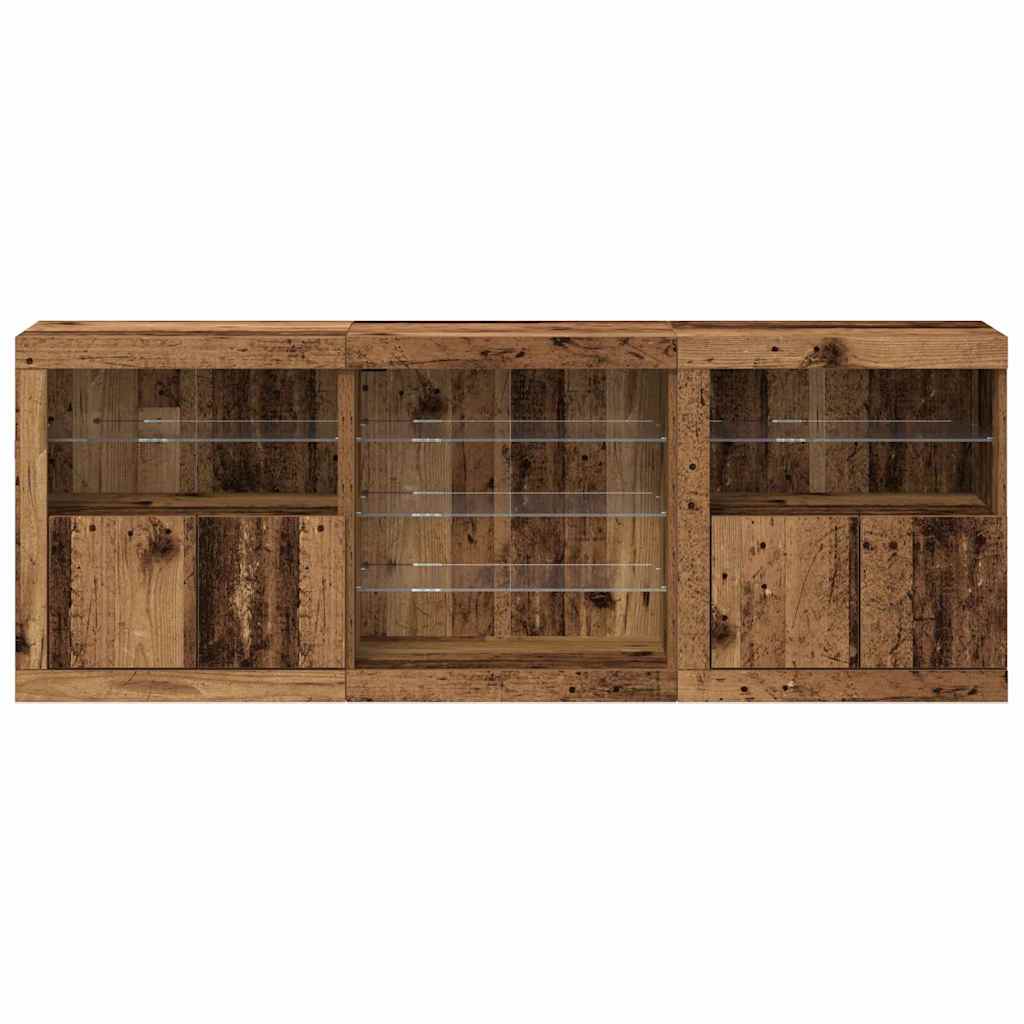 LED sideboard Gammelt tre 181,5 x 37 x 67 cm Konstruert tre