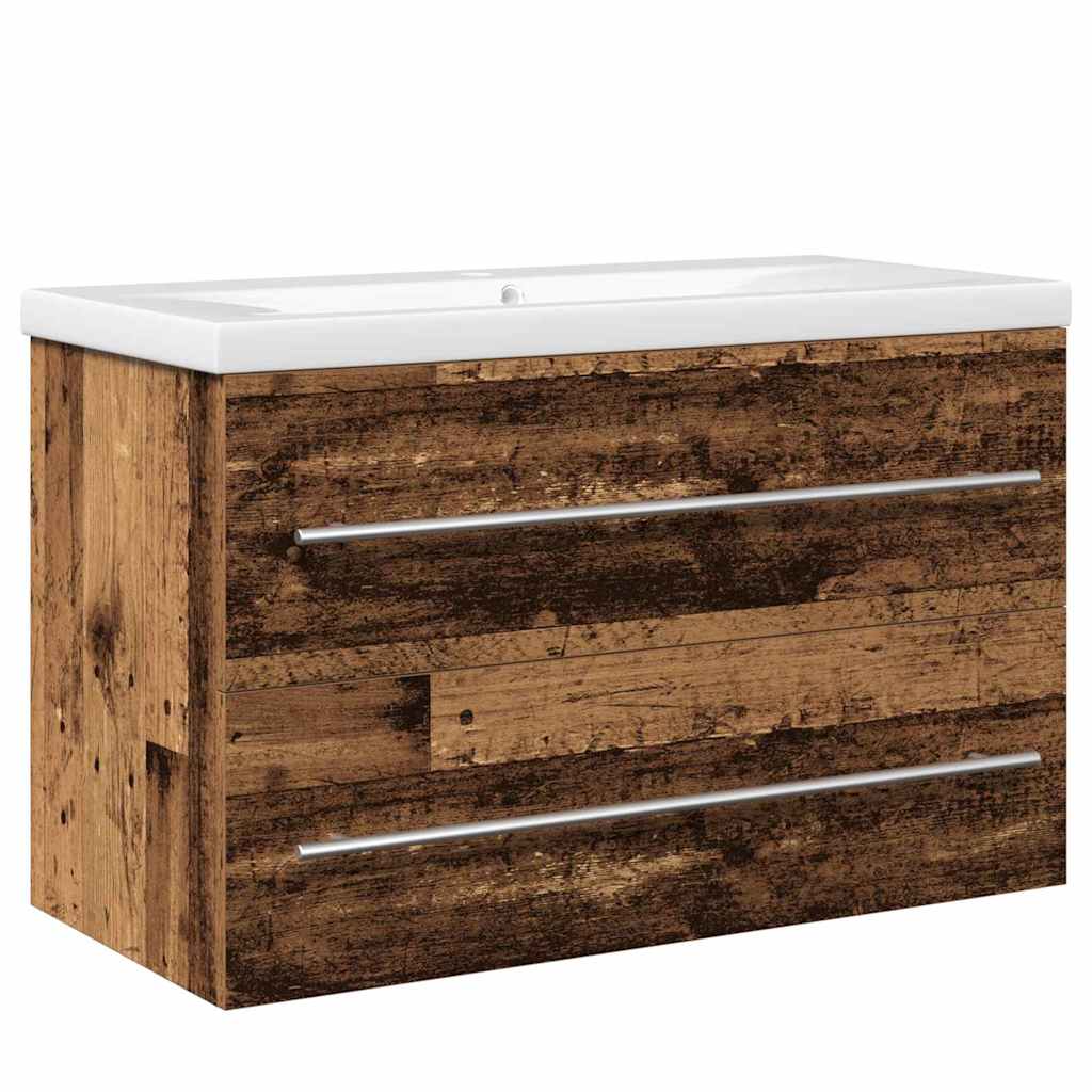 Baderomsvaskeskap med skuff 2 pcs Gamle tre 80 x 38,5 x 48 cm