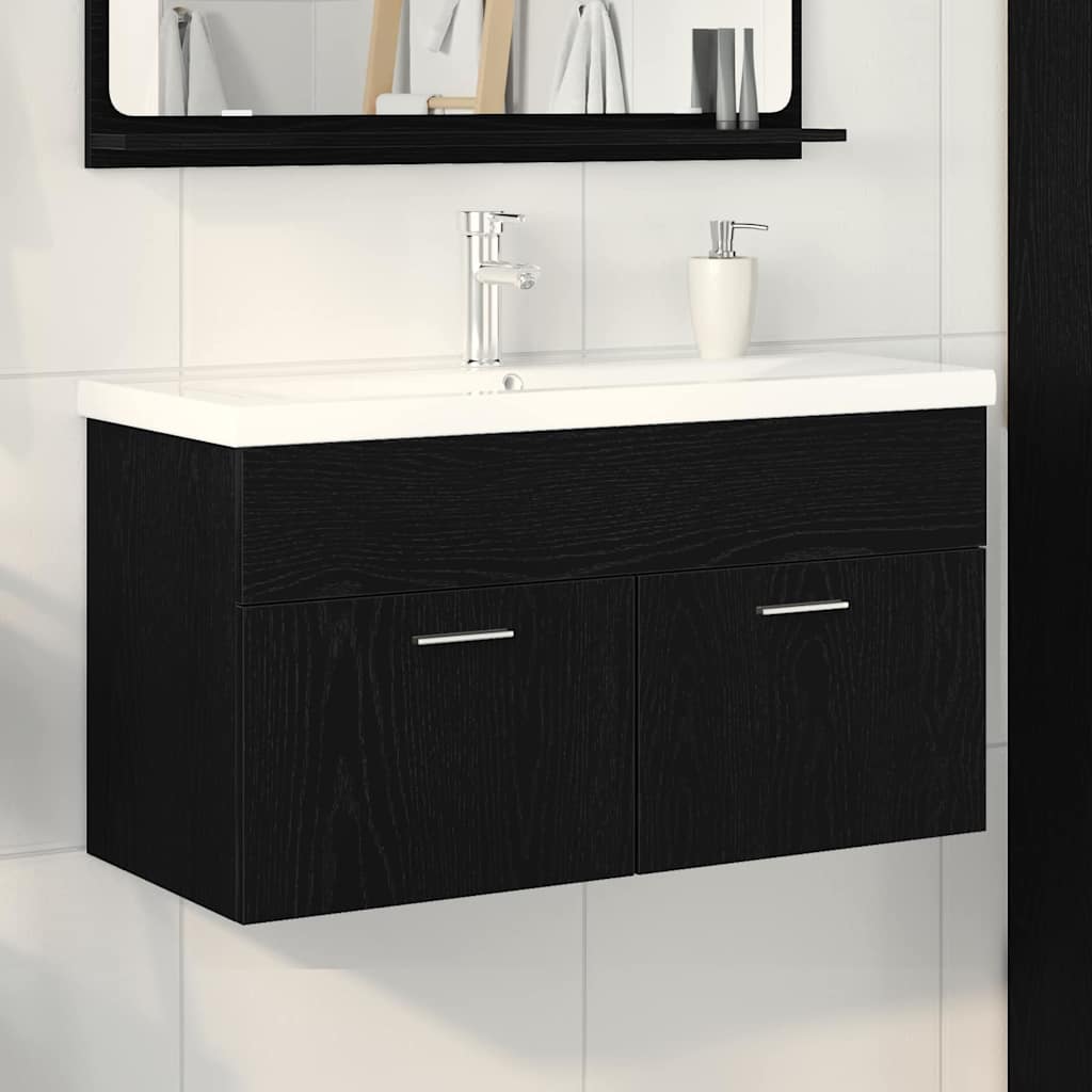 Baderomsskap Svart Eik 90 x 38,5 x 46 cm Konstruert tre