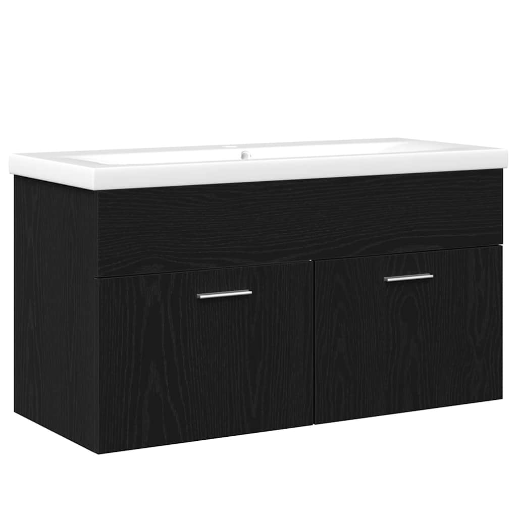 Baderomsskap Svart Eik 90 x 38,5 x 46 cm Konstruert tre