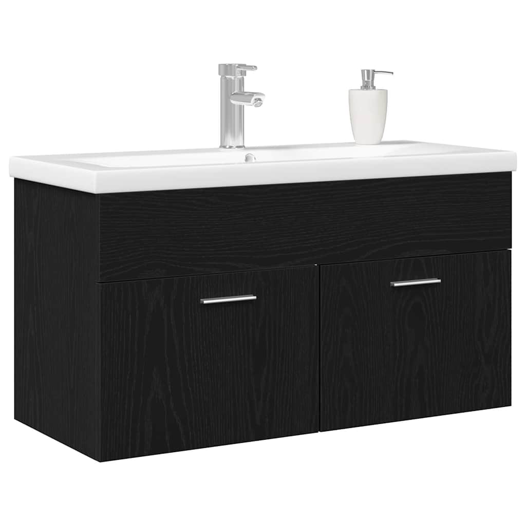 Baderomsskap Svart Eik 90 x 38,5 x 46 cm Konstruert tre