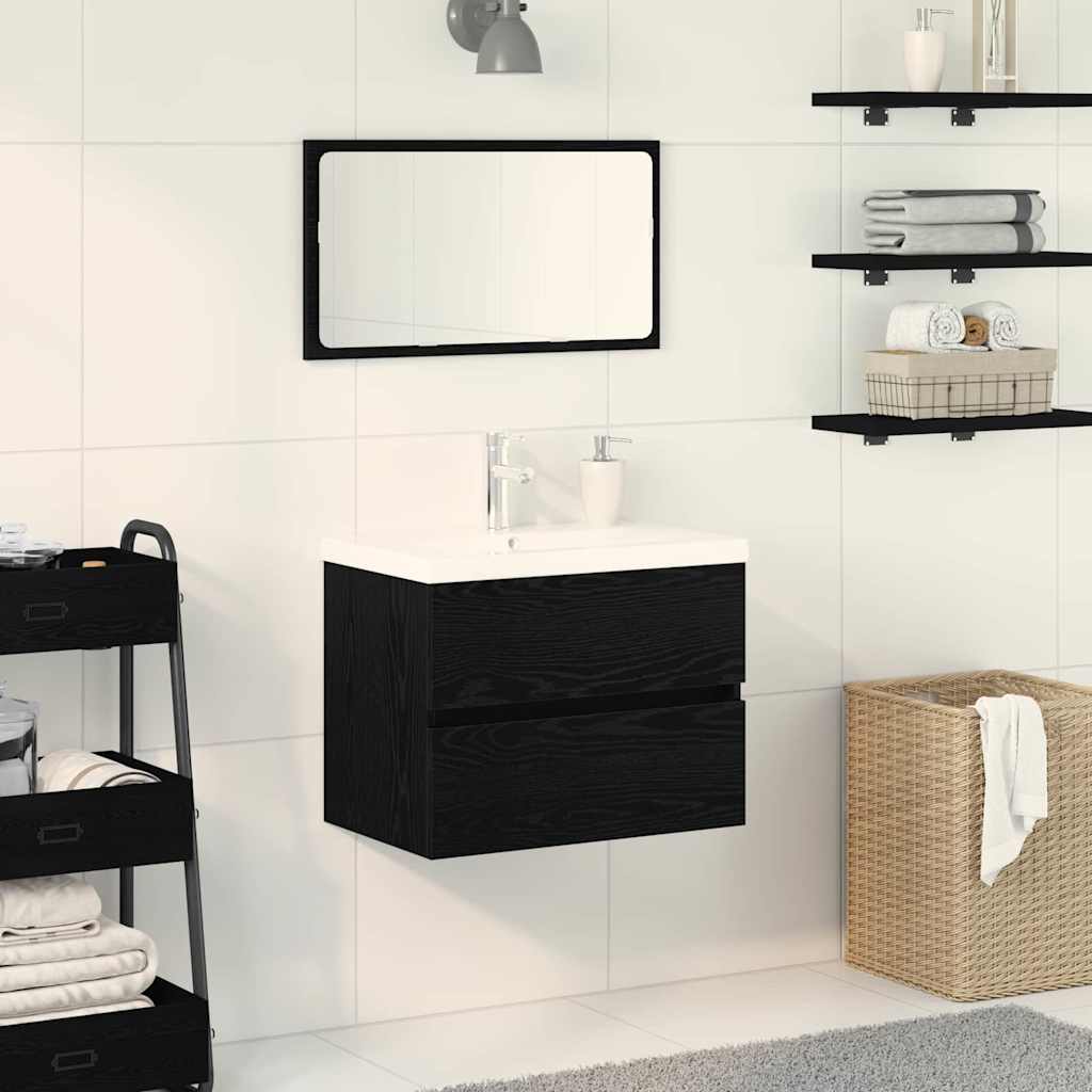 Baderomsvaskeskap for Svart Eik 60 x 39 x 62 cm Konstruert tre