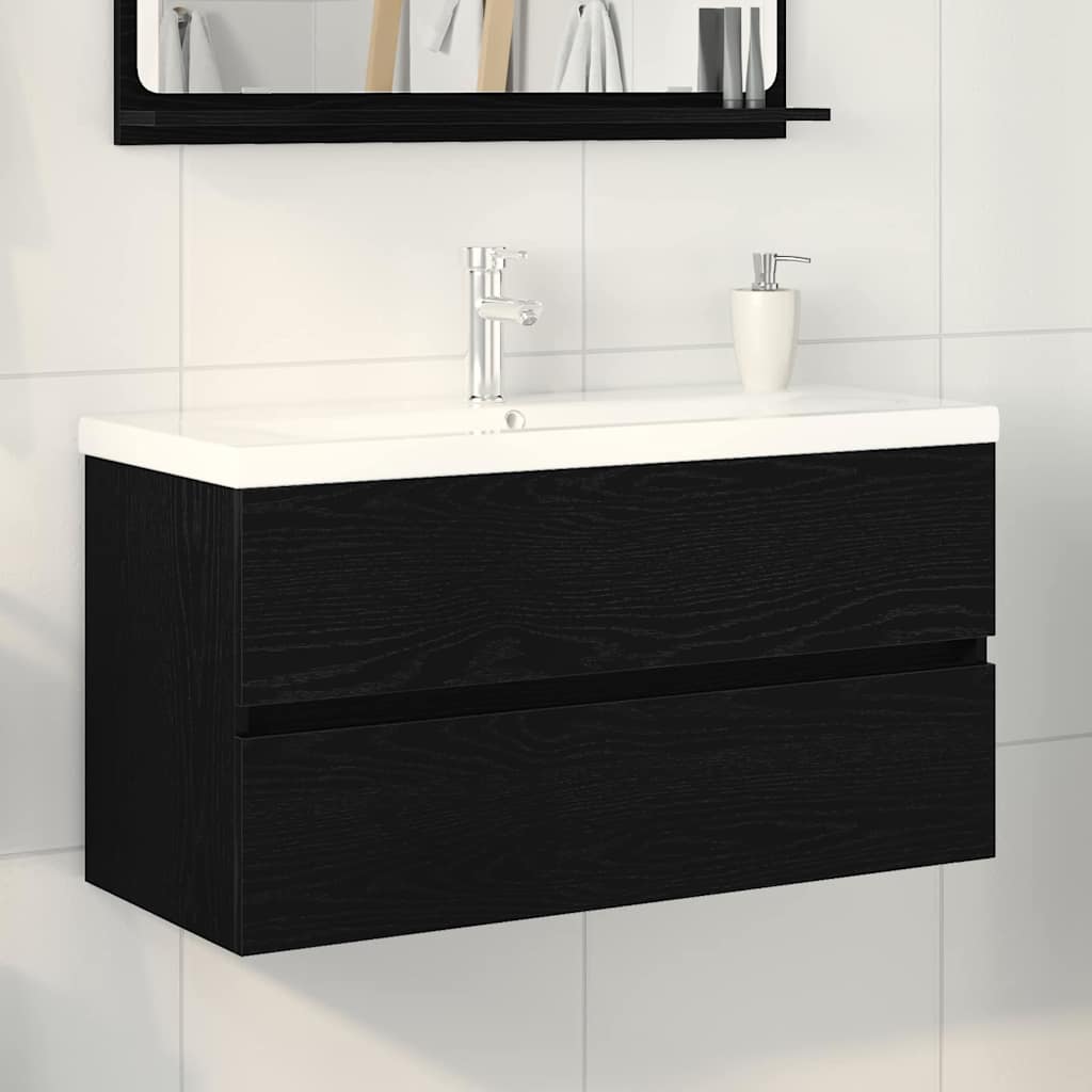 Baderomsvaskeskap for Svart Eik 90 x 39 x 62 cm Konstruert tre