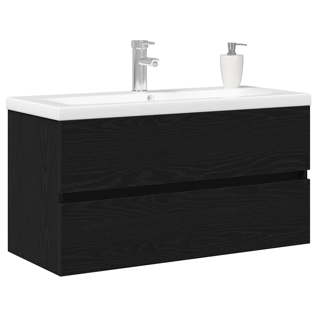 Baderomsvaskeskap for Svart Eik 90 x 39 x 62 cm Konstruert tre