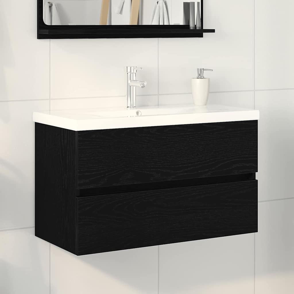 Baderomsvaskeskap for Svart Eik 80 x 39 x 62 cm Konstruert tre