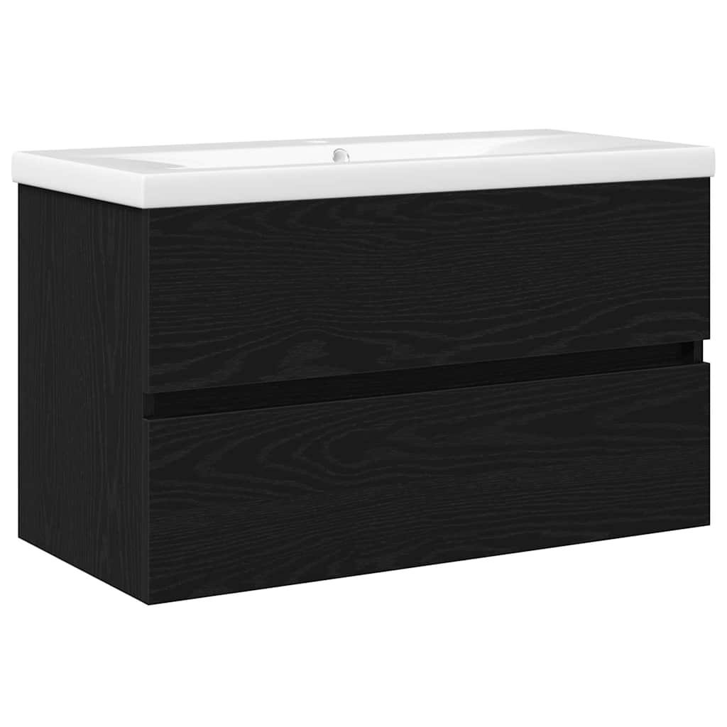 Baderomsvaskeskap for Svart Eik 80 x 39 x 62 cm Konstruert tre