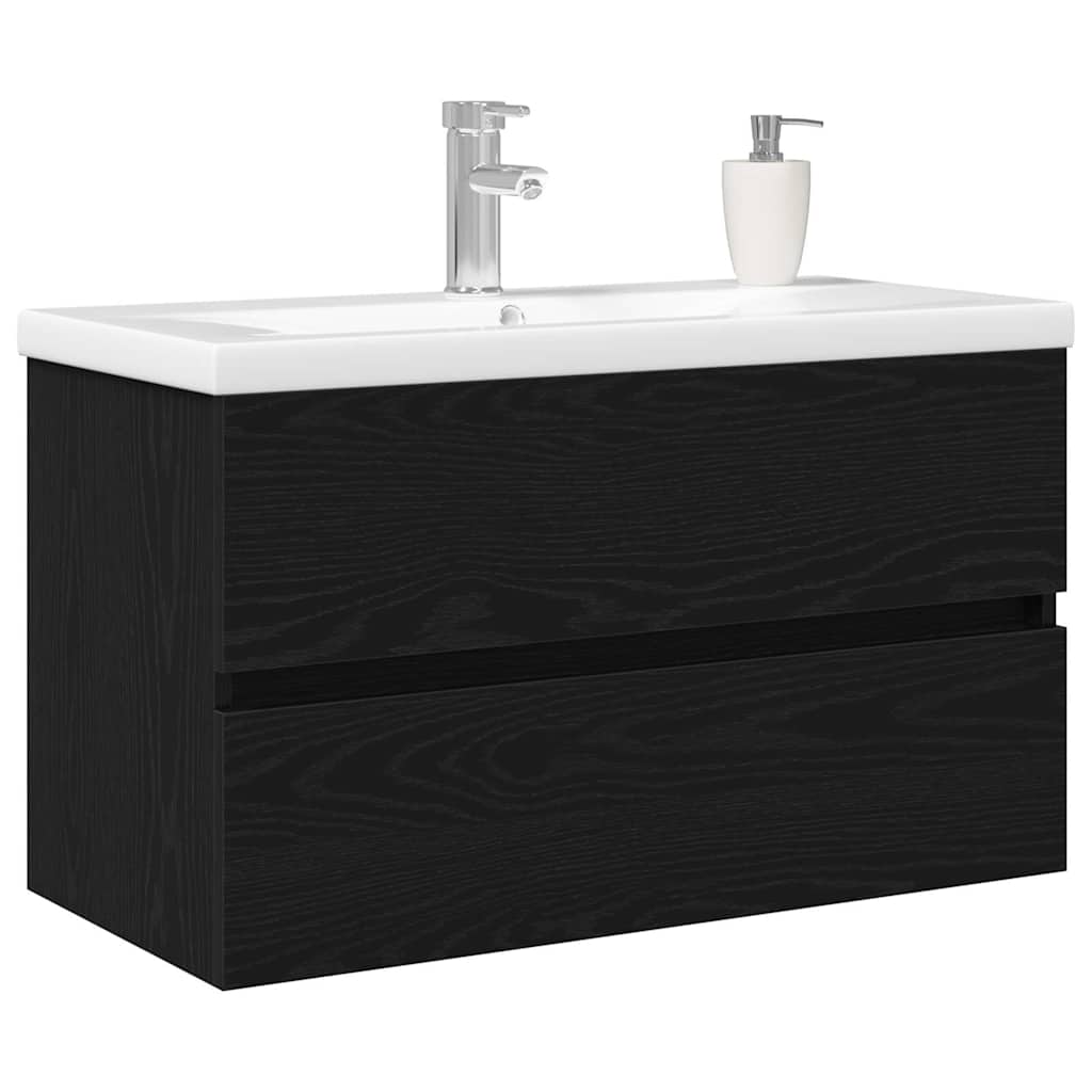 Baderomsvaskeskap for Svart Eik 80 x 39 x 62 cm Konstruert tre