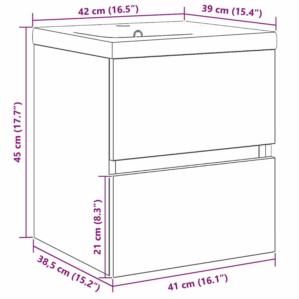 Baderomsvaskeskap Svart Eik 80 x 39 x 62 cm Konstruert tre