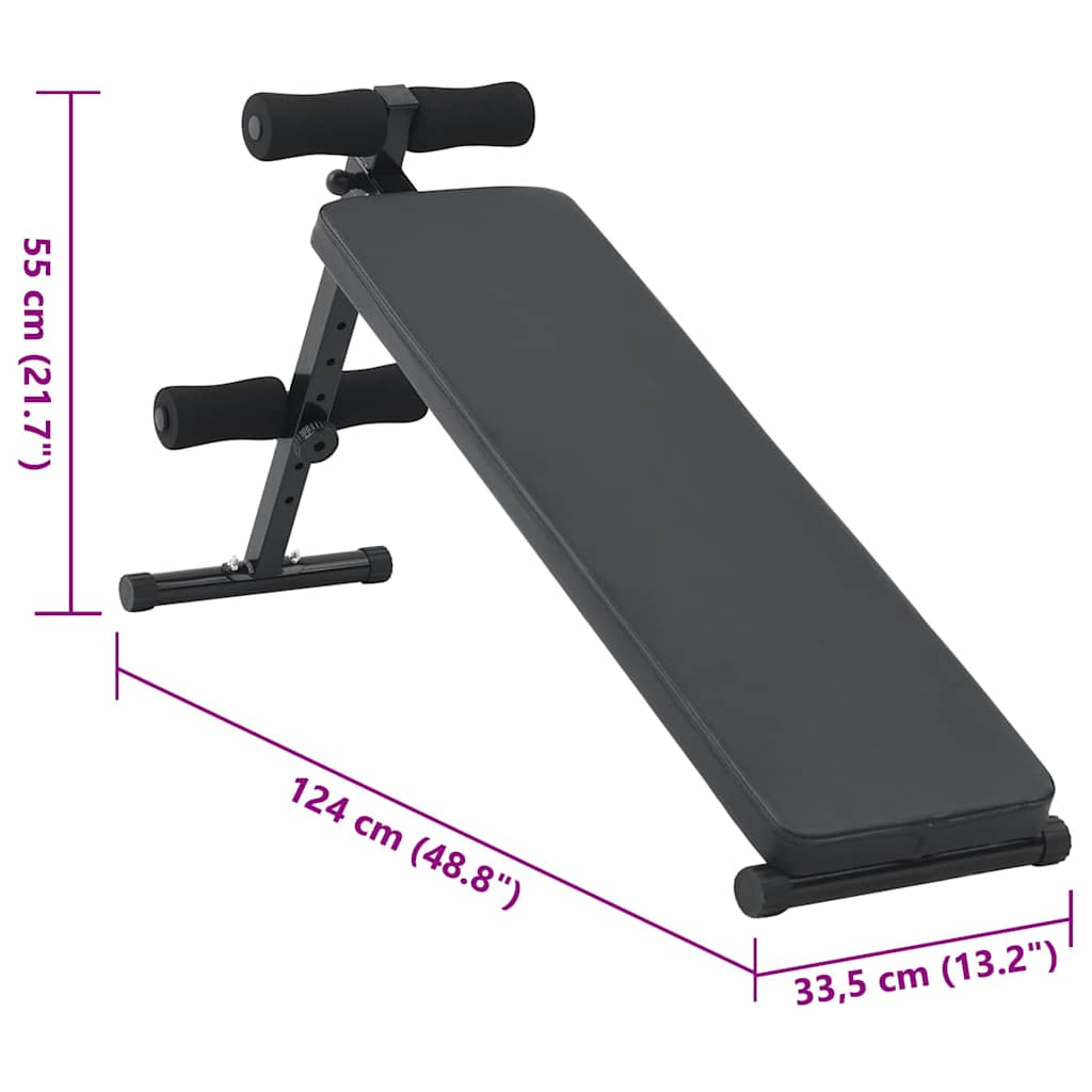 Sit Up Benk Svart 124 x 33,5 x 55 cm Pulverlakkert stål