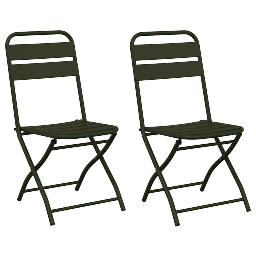 Hage Folding Stol 2 pcs grønn 42 x 52 x 82cm Pulverlakkert stål