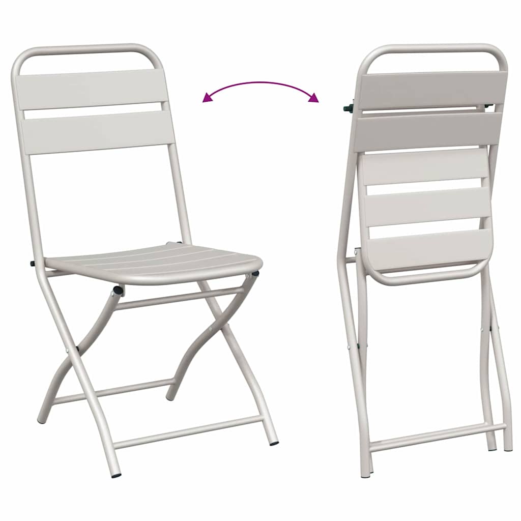 Hage Folding Stol 2 pcs Beige 42 x 52 x 82cm Pulverlakkert stål
