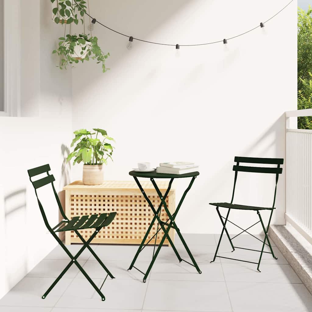 Sammenleggbart Bistrosett 3 pcs Skog Stål