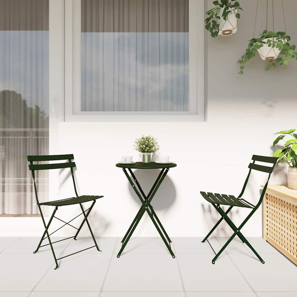 Sammenleggbart Bistrosett 3 pcs Skog Stål