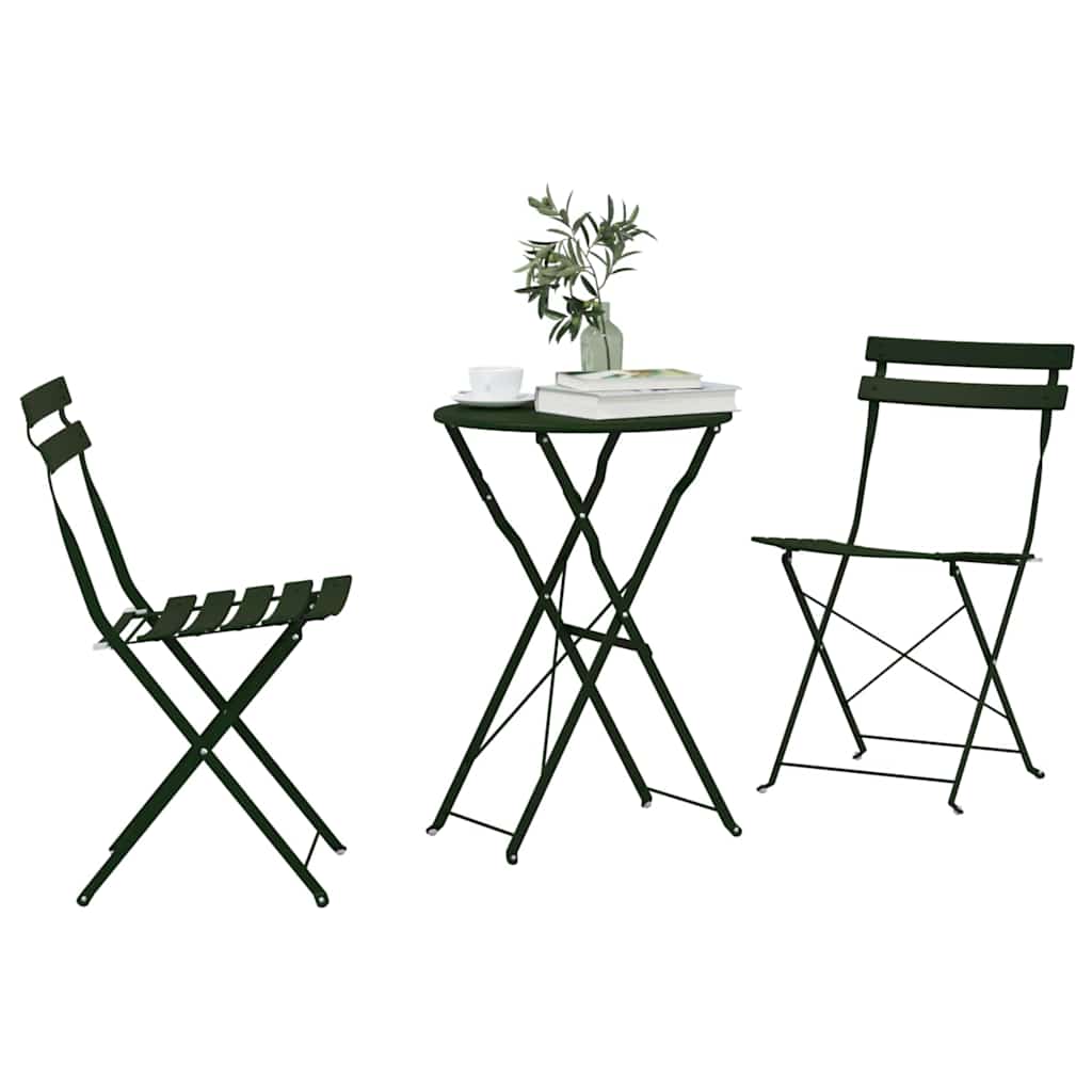 Sammenleggbart Bistrosett 3 pcs Skog Stål