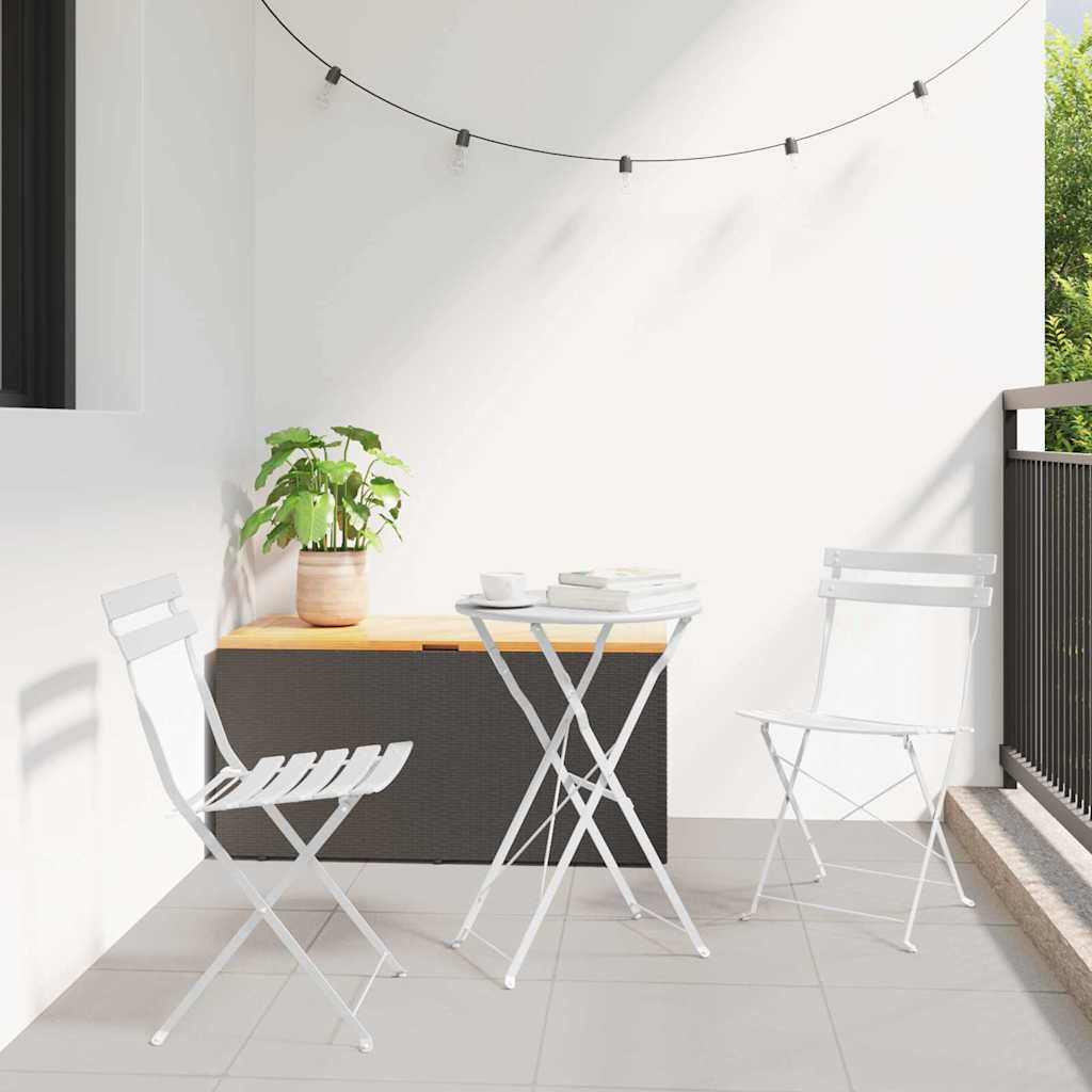 Sammenleggbart Bistrosett 3 pcs Hvit Stål