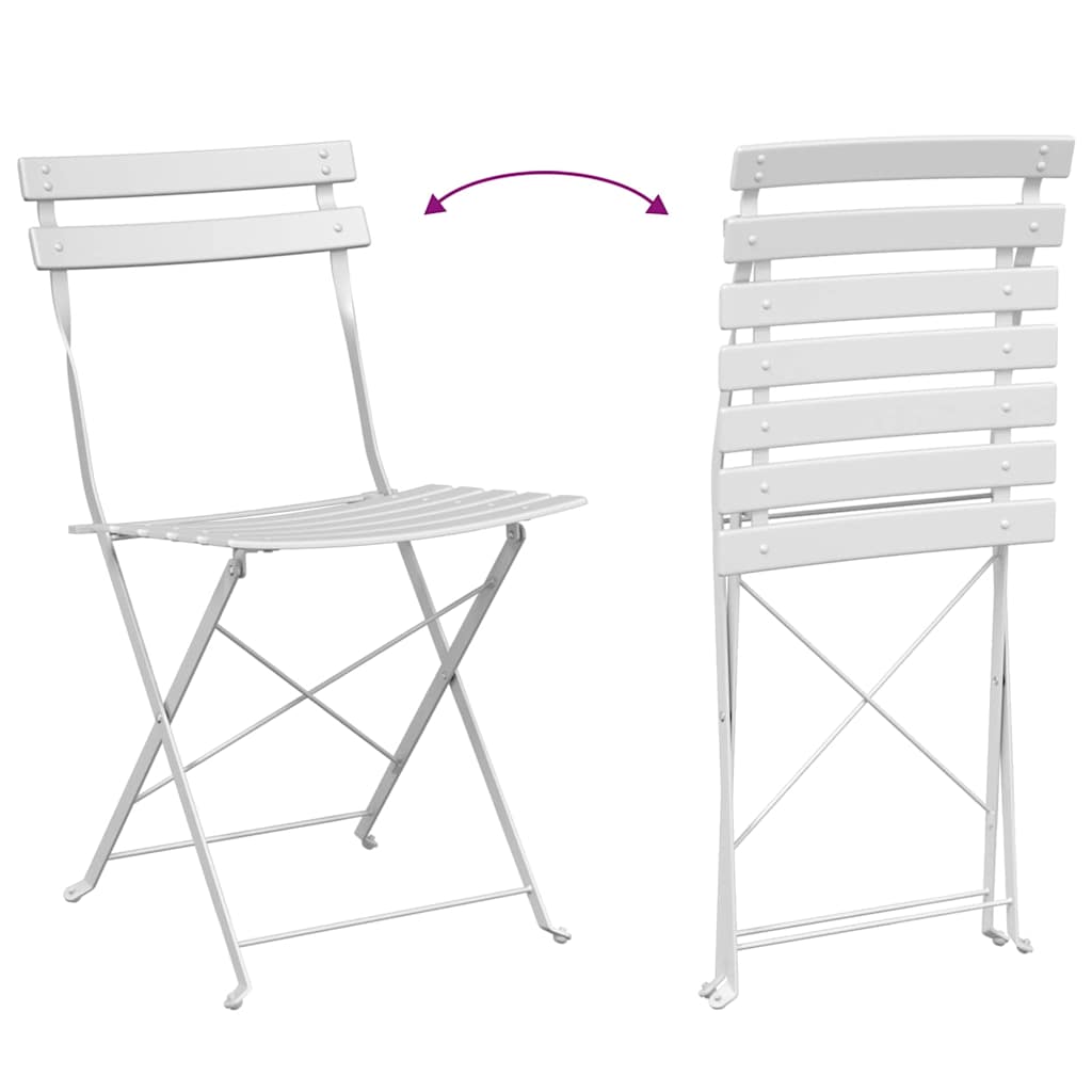 Sammenleggbart Bistrosett 3 pcs Hvit Stål