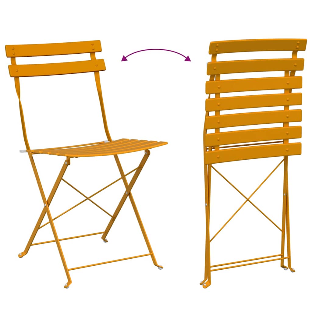 Sammenleggbart Bistrosett 3 pcs Sennepsgul Stål