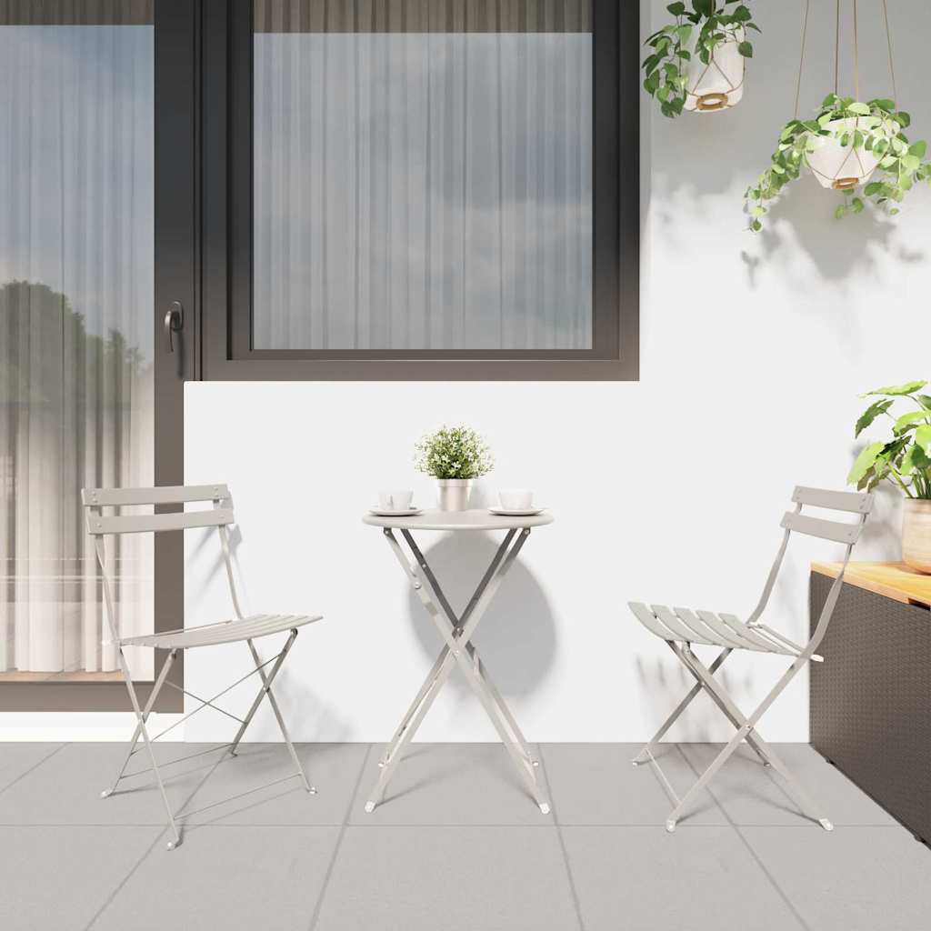 Sammenleggbart Bistrosett 3 pcs Beige Stål