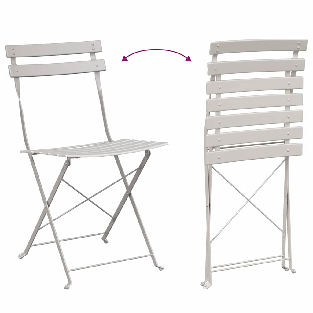 Sammenleggbart Bistrosett 3 pcs Beige Stål