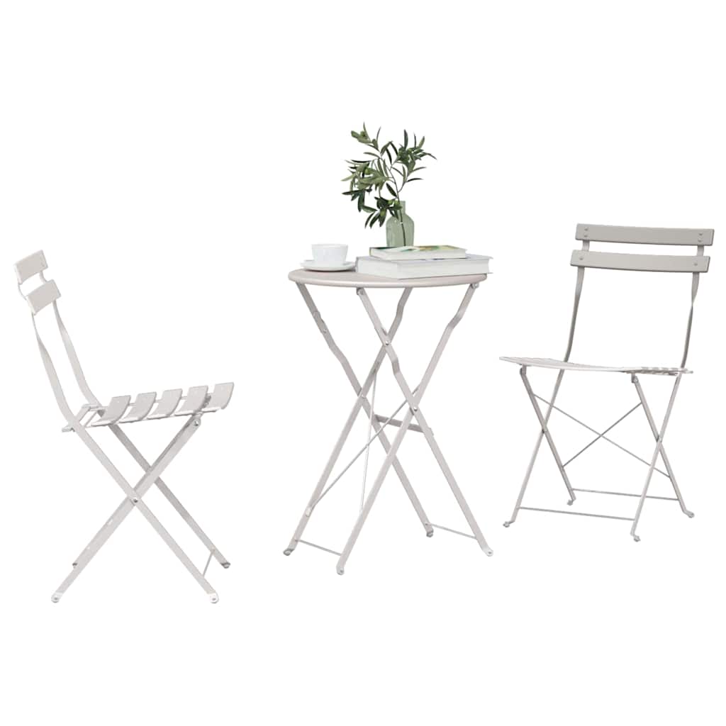 Sammenleggbart Bistrosett 3 pcs Beige Stål