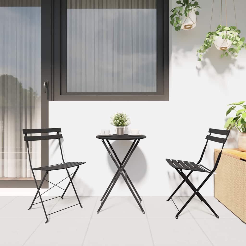 Sammenleggbart Bistrosett 3 pcs Antrasitt Stål