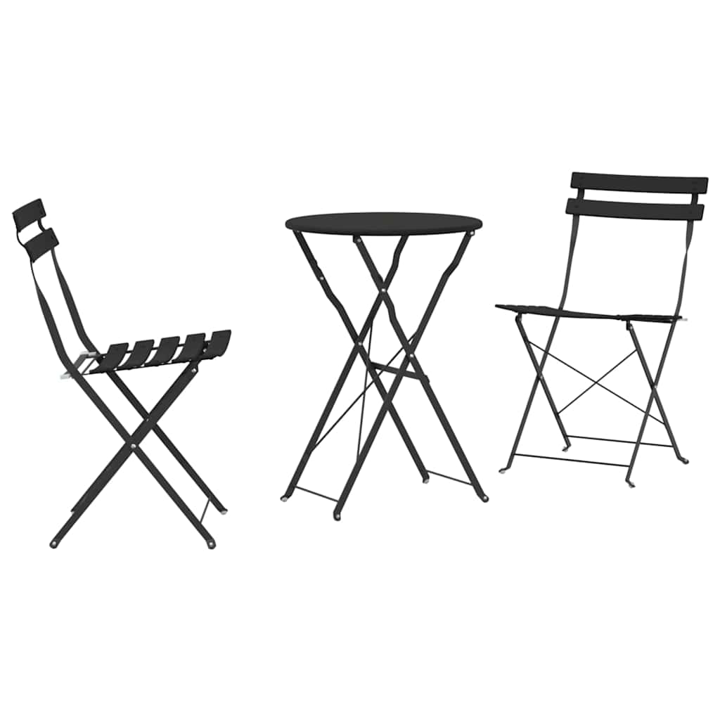 Sammenleggbart Bistrosett 3 pcs Antrasitt Stål