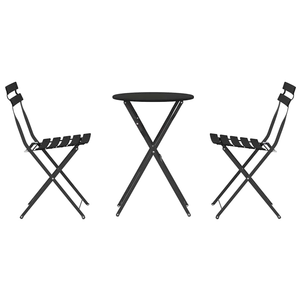 Sammenleggbart Bistrosett 3 pcs Antrasitt Stål