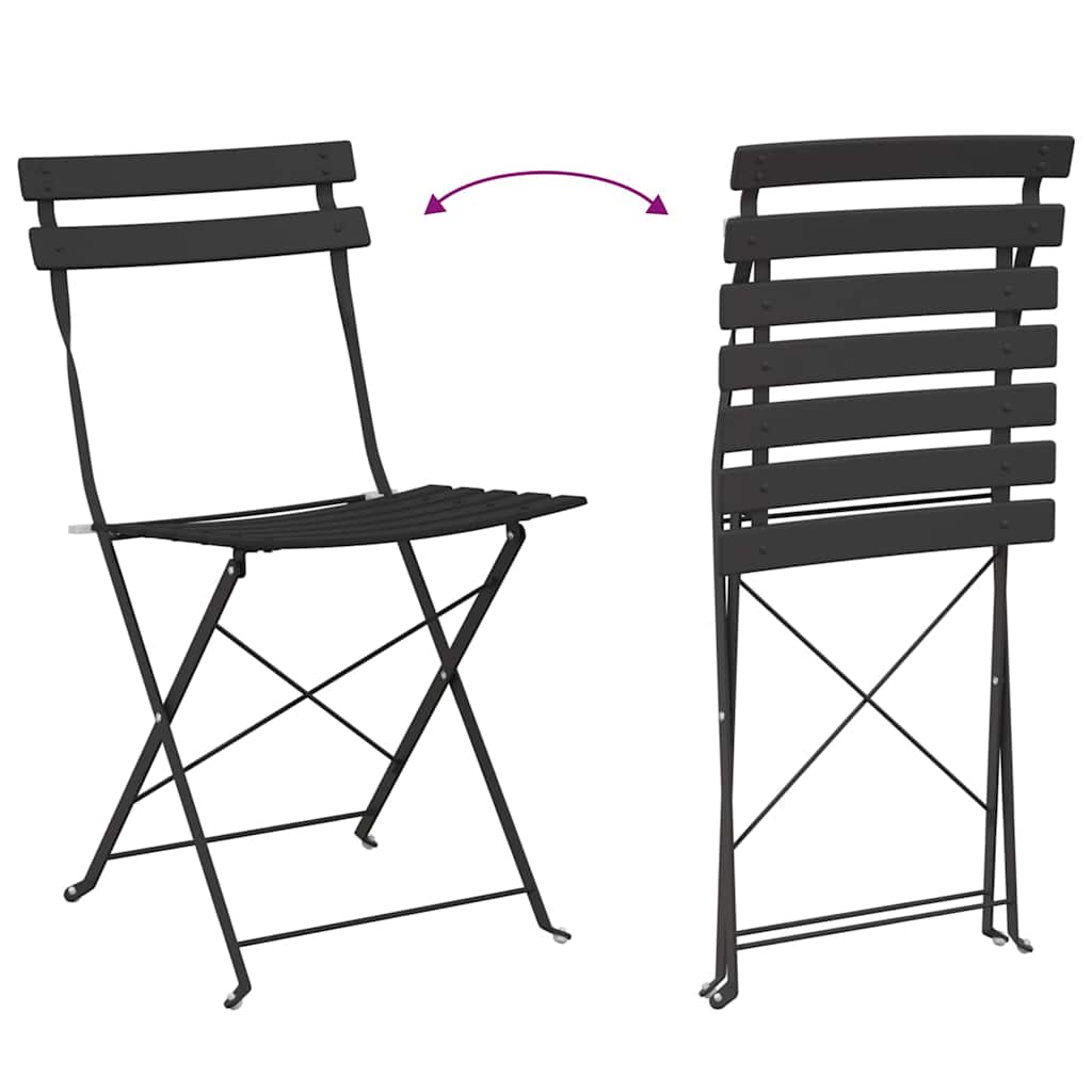 Sammenleggbart Bistrosett 3 pcs Antrasitt Stål