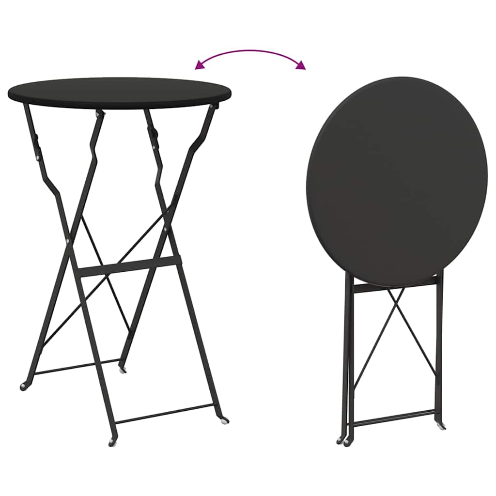 Sammenleggbart Bistrosett 3 pcs Antrasitt Stål
