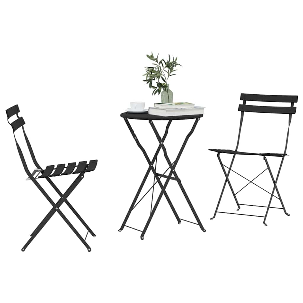 Sammenleggbart Bistrosett 3 pcs Antrasitt Stål