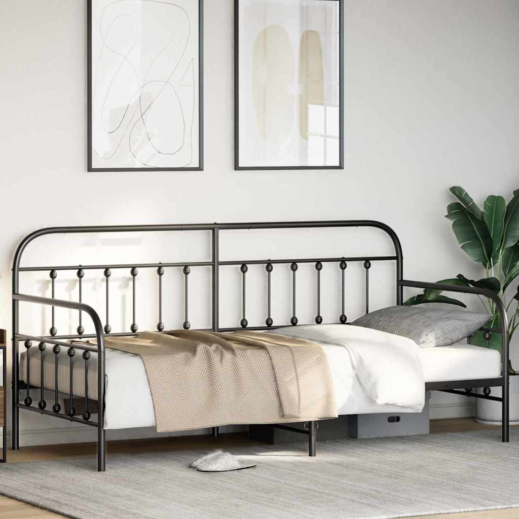 Dagsengeramme Svart 100 x 200 cm Pulverlakkert stål vidaXL